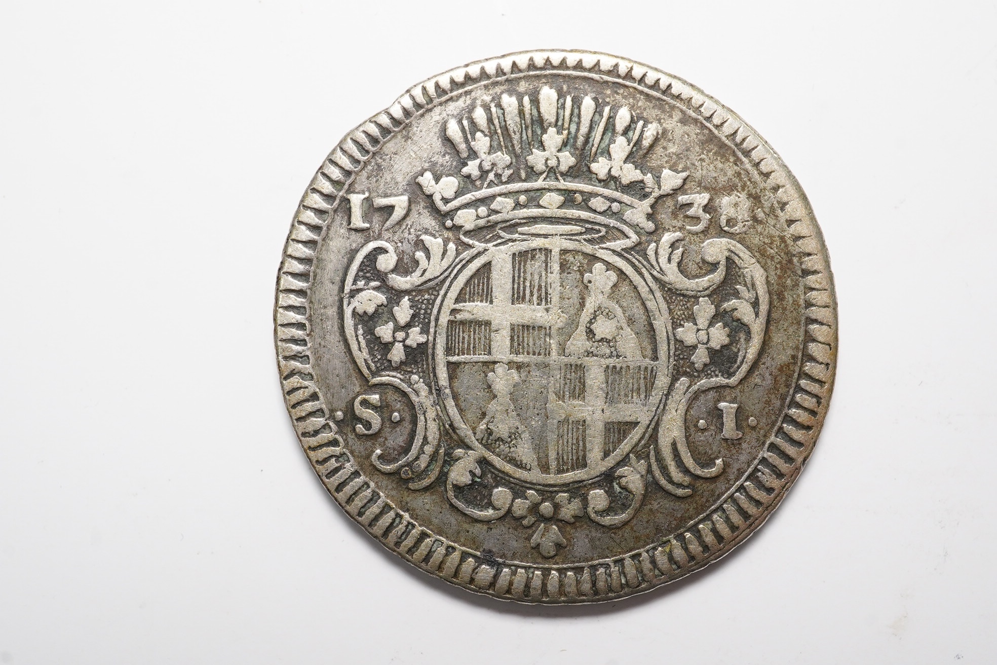 Malta coins, Ramon Despuig, silver Scudo of 12 Tari, 1738, KM.203, good Fine